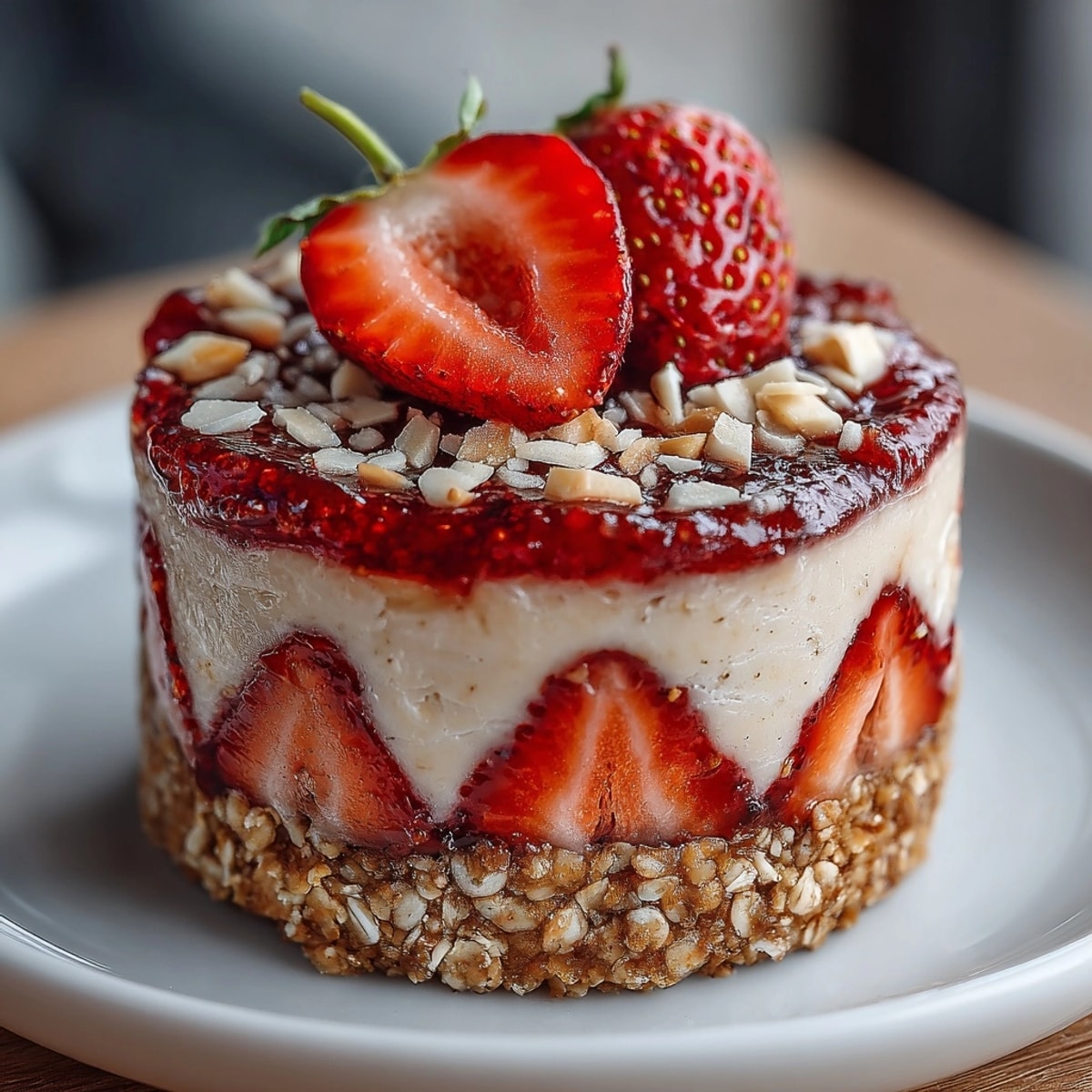 Homemade Strawberry-Almond Butter Energy Cups, a no-bake, naturally sweet frozen treat.
