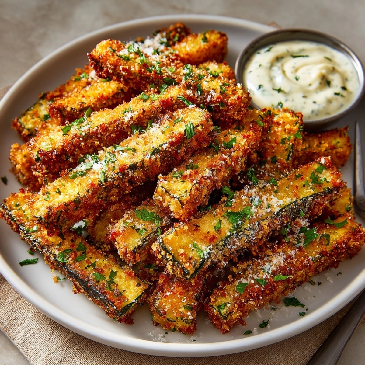 Homemade air fryer eggplant fries recipe, perfectly seasoned and irresistibly crunchy.