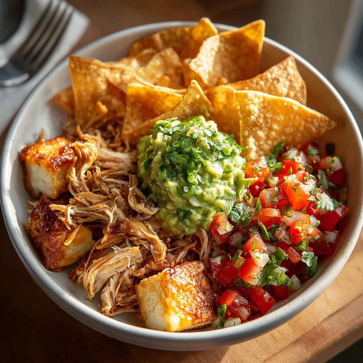 Enjoy a festive Tex-Mex Snack Plate, perfect for sharing, garnished with fresh guacamole.