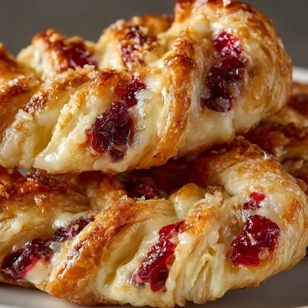 Golden Cranberry Brie Puff Pastry Twists: Flaky, buttery, and ready for holiday snacking.