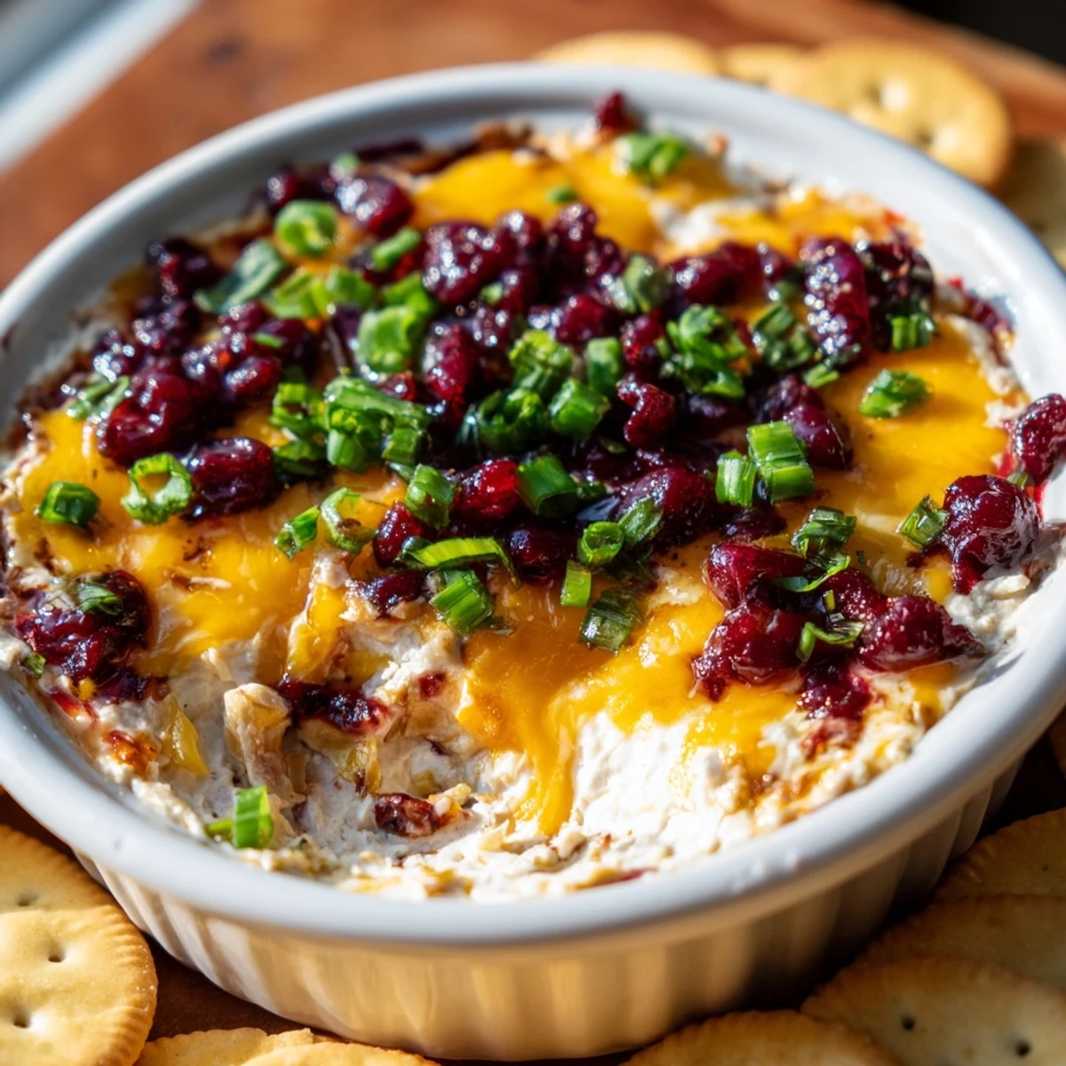A vibrant Cranberry Jalapeño Dip Cheddar Melt, perfect for festive gatherings.  