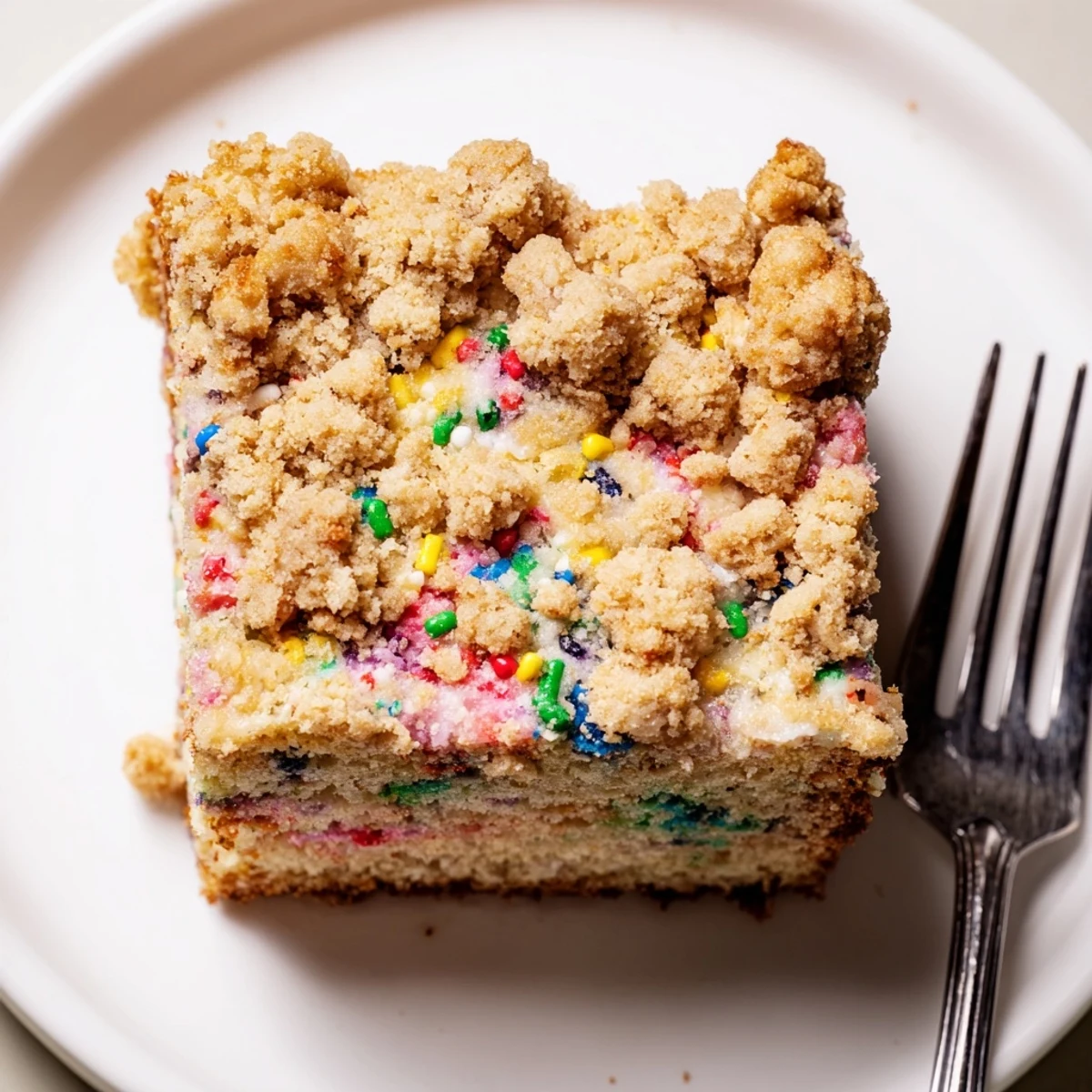 Indulge in this vibrant Funfetti Cinnamon Soda Streusel, bursting with cinnamon flavor and sweetness.