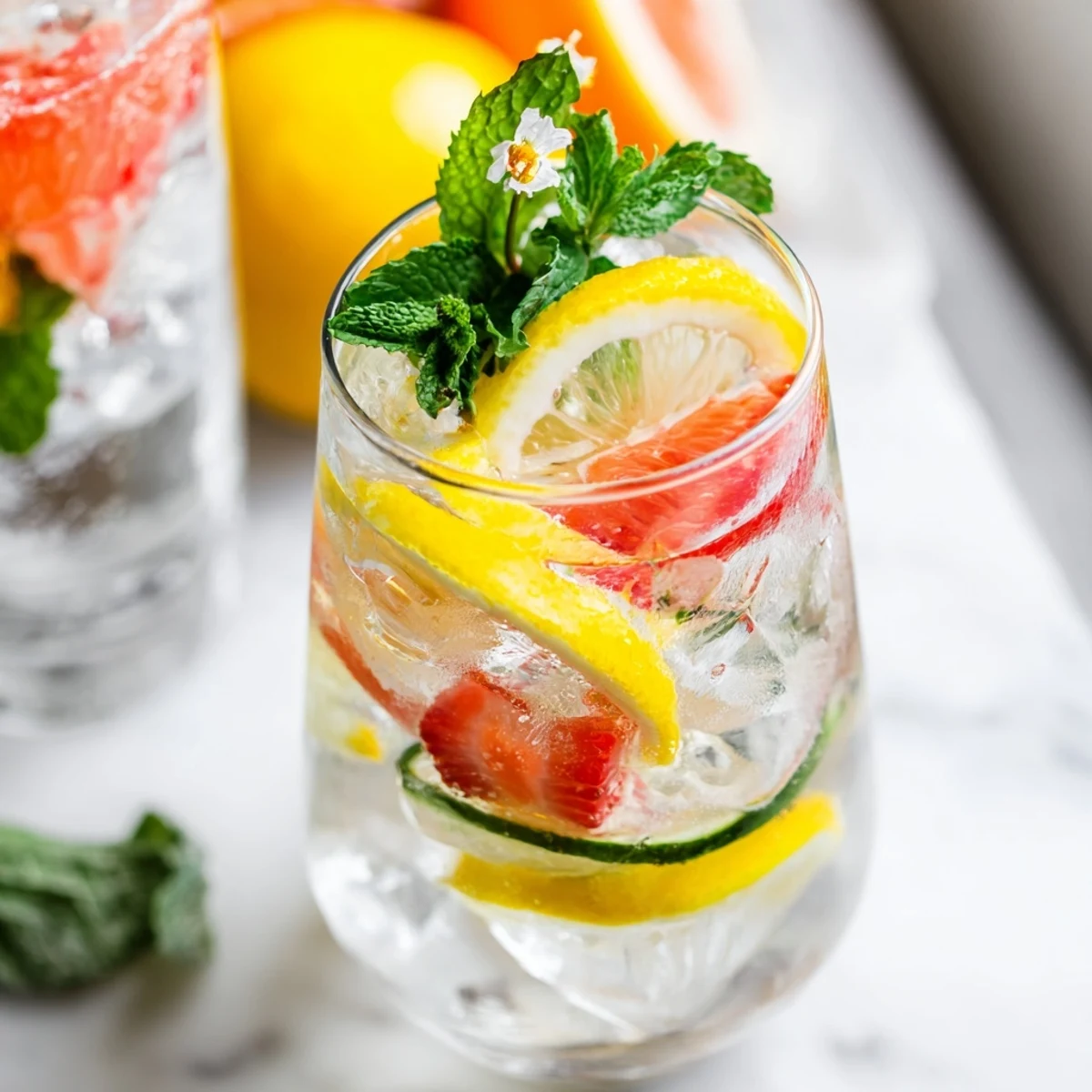 Refreshing Water-Based Mocktails featuring fresh strawberries and mint for summer gatherings.  