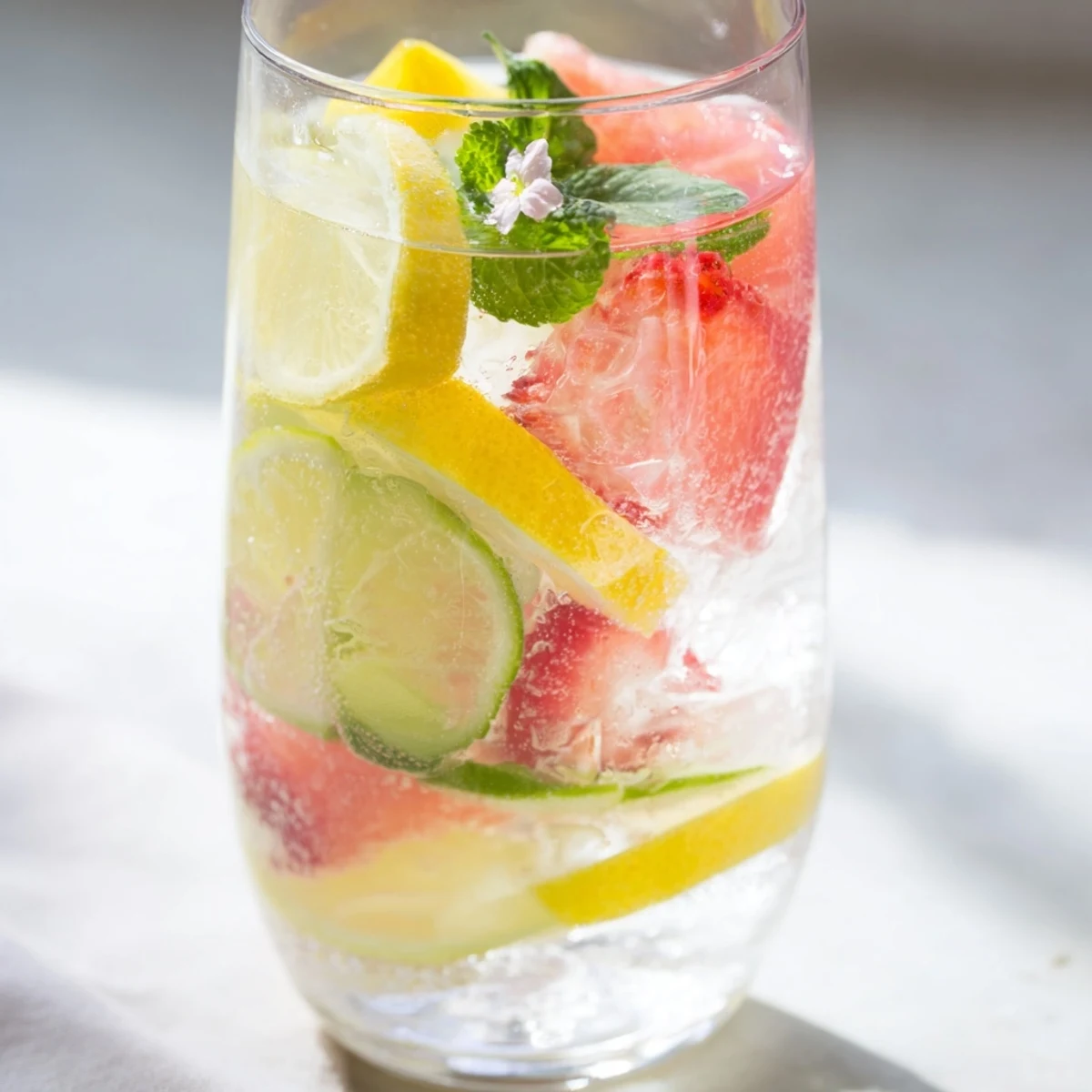 Cooling Water-Based Mocktails filled with colorful fruit and herbs for a healthy drink.