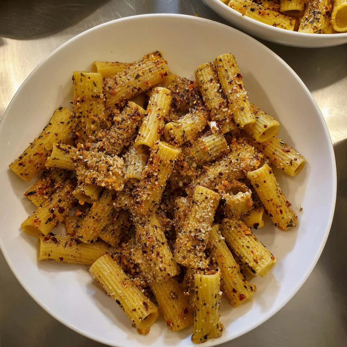 Crispy pasta chips seasoned variety, perfect for dipping or snacking anytime.  