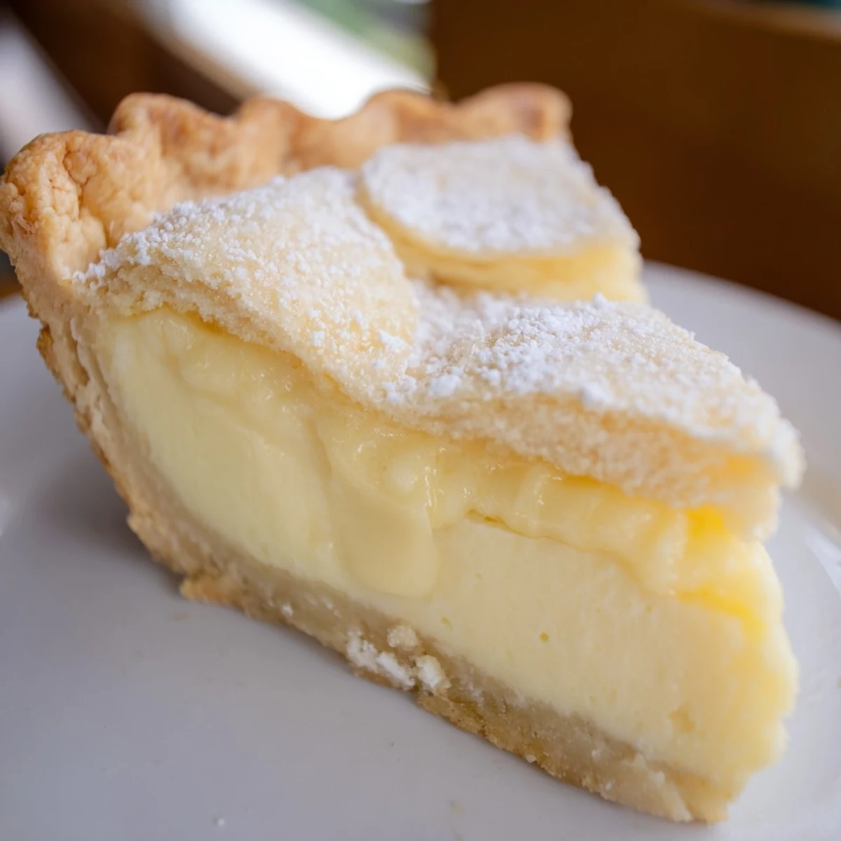 Creamy water pie with golden crust, perfect for nostalgic dessert lovers.  