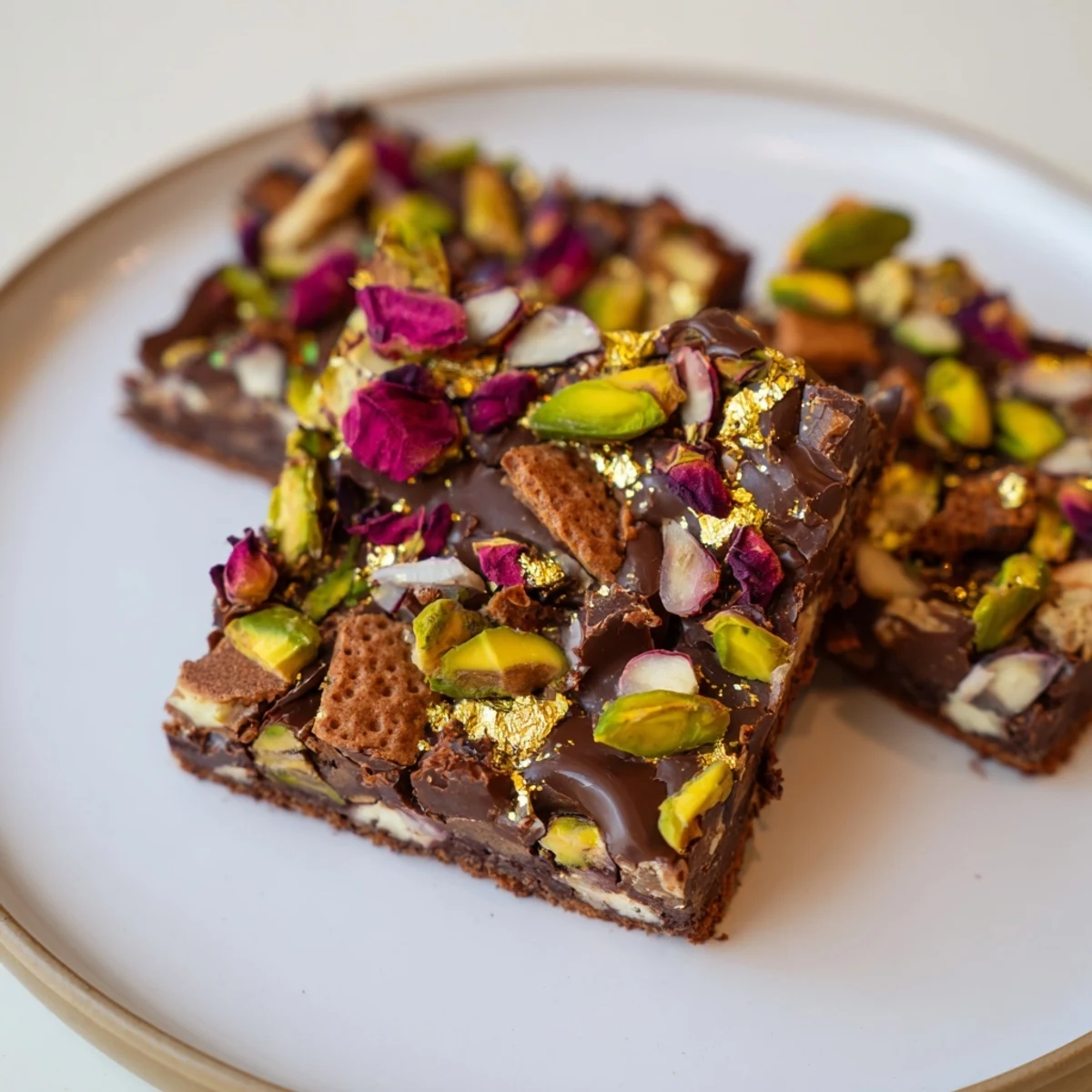 Decadent Chocolate Bar Inspired creations layered with crunchy nuts and luxurious caramel.  