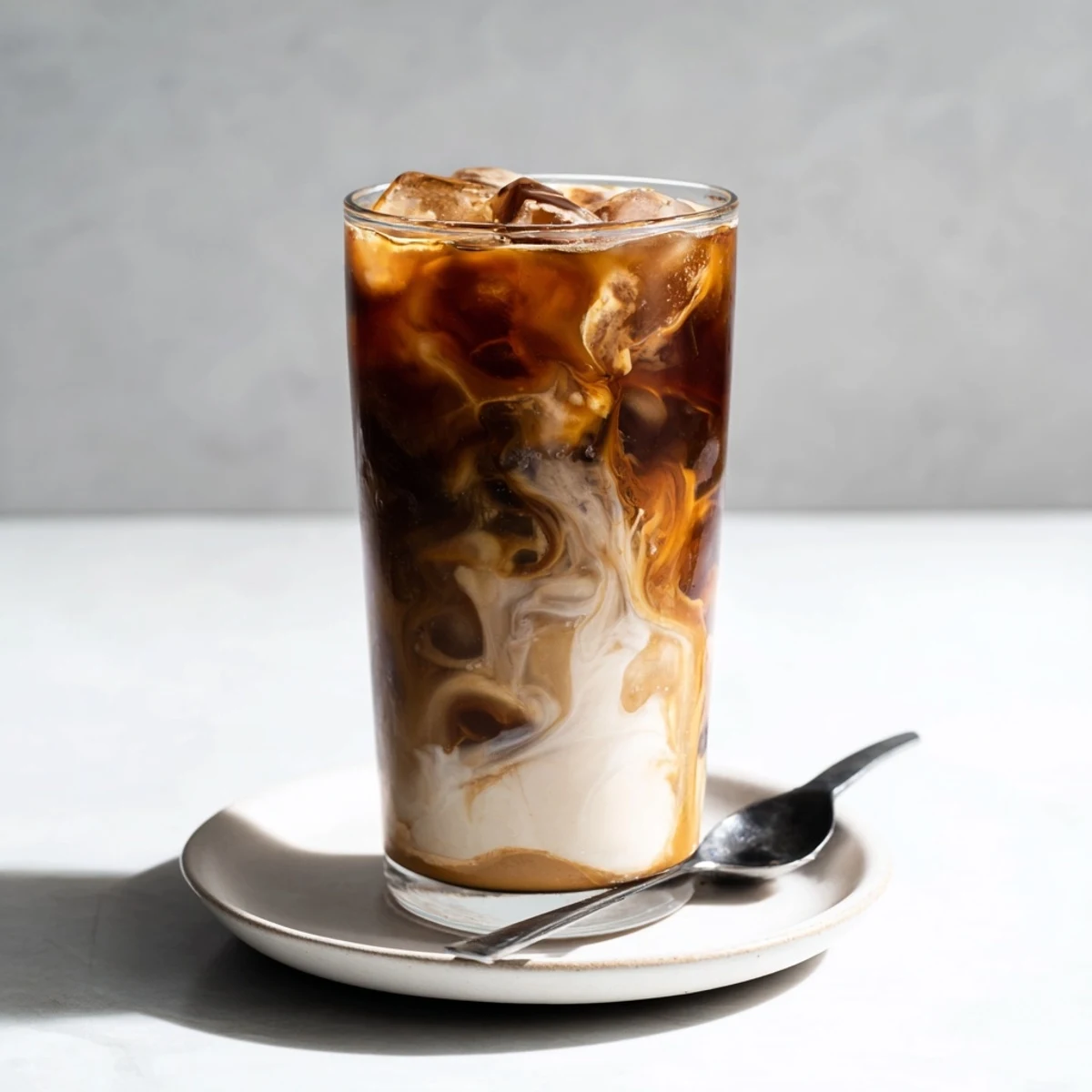 Decadent Tahini Iced Coffee blended with cold brew, a vegan delight for all.