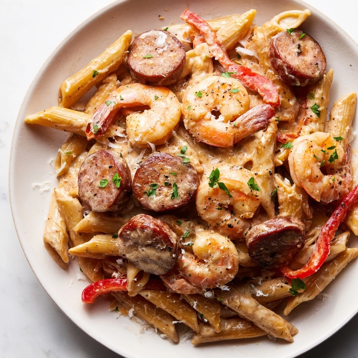 Cajun Sausage Shrimp Alfredo