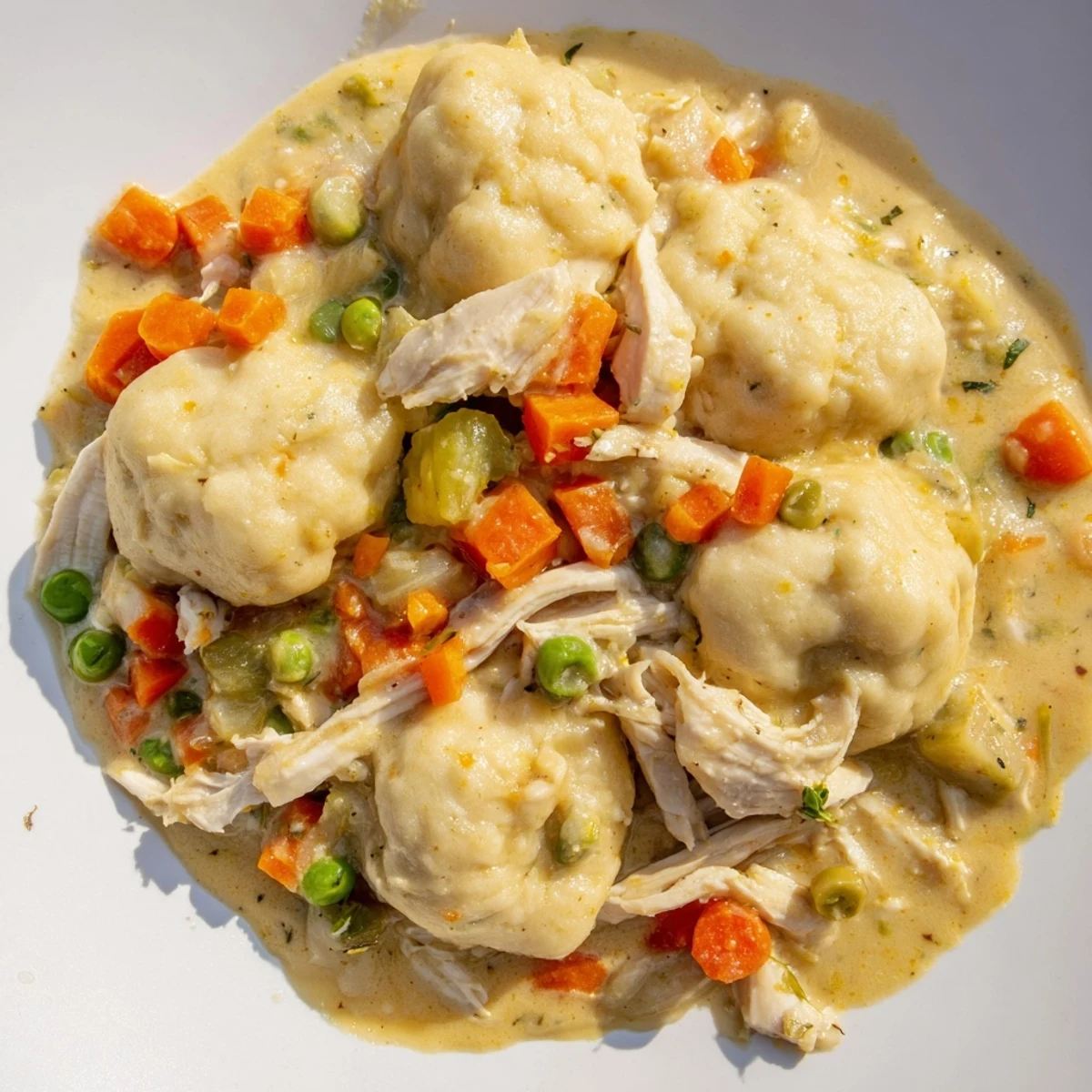 Enjoy a spoonful of home-baked Chicken and Dumplings Casserole, a classic American family meal made easy.