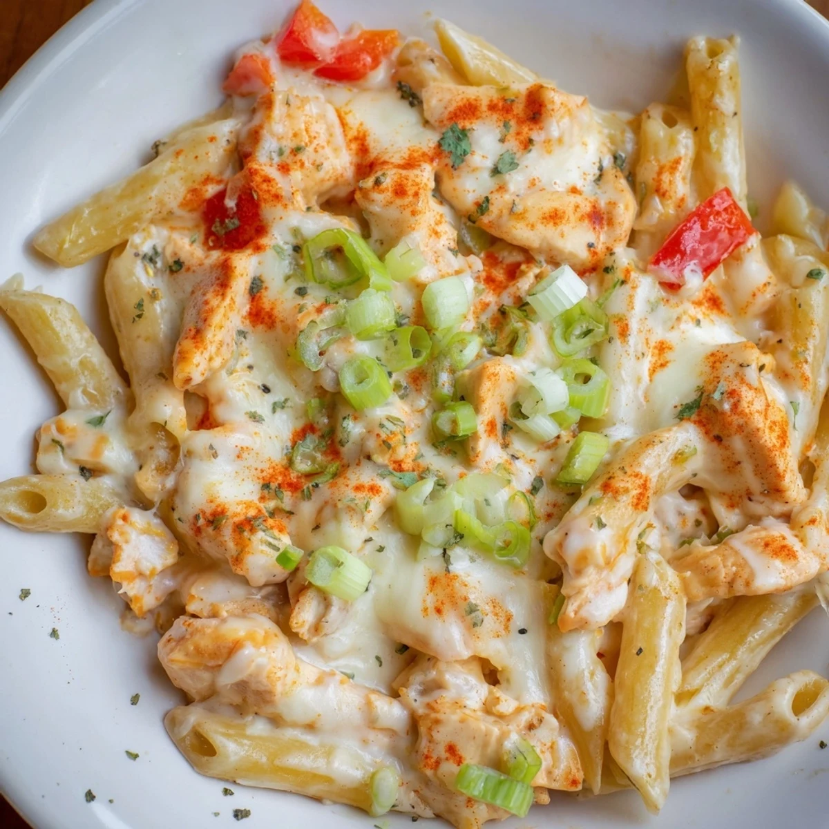 Creamy Buffalo Chicken Pasta Skillet, a one-pan wonder with melted cheese and tender chicken.