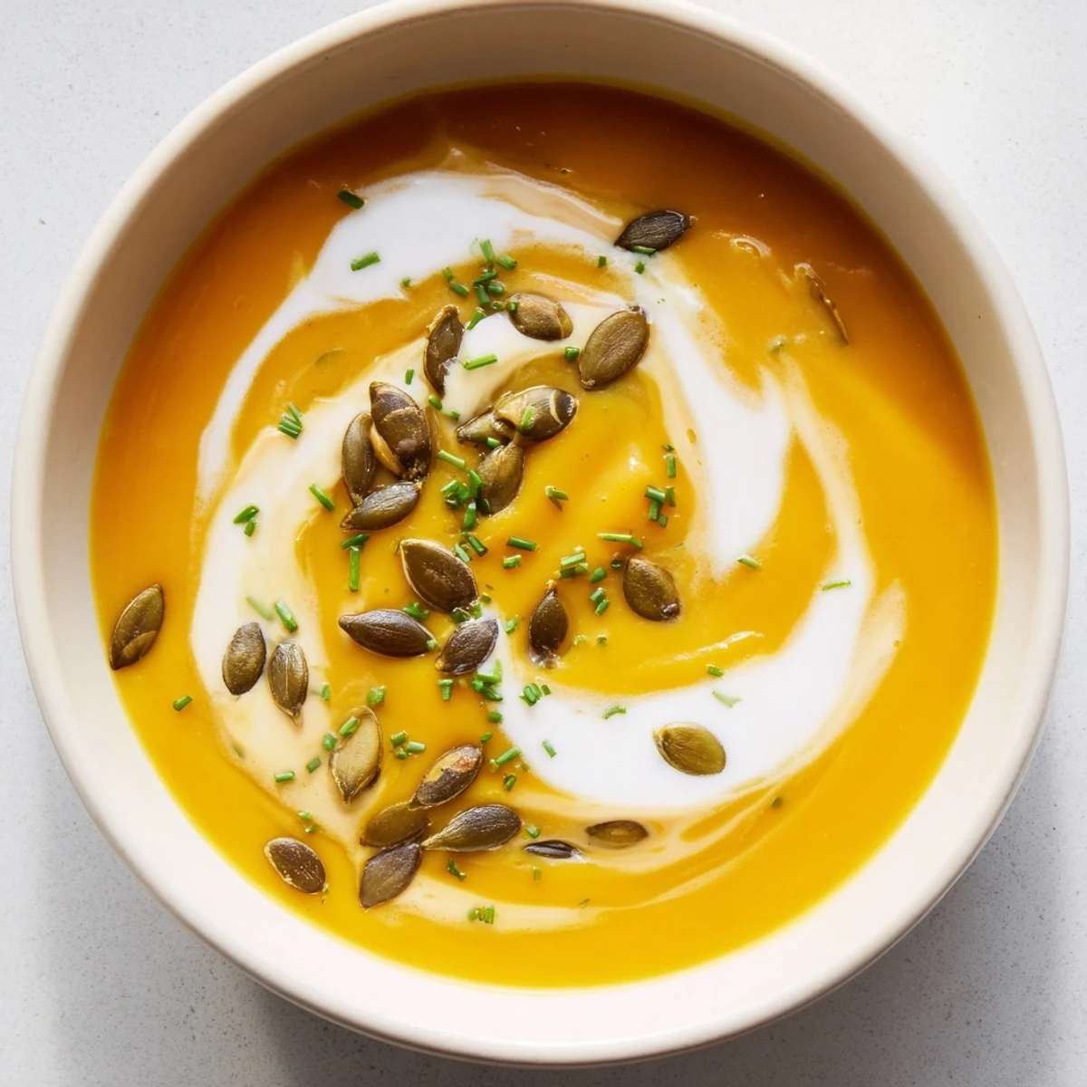 Enjoy a spoonful of velvety butternut squash and pear soup, a delicious comfort food option.