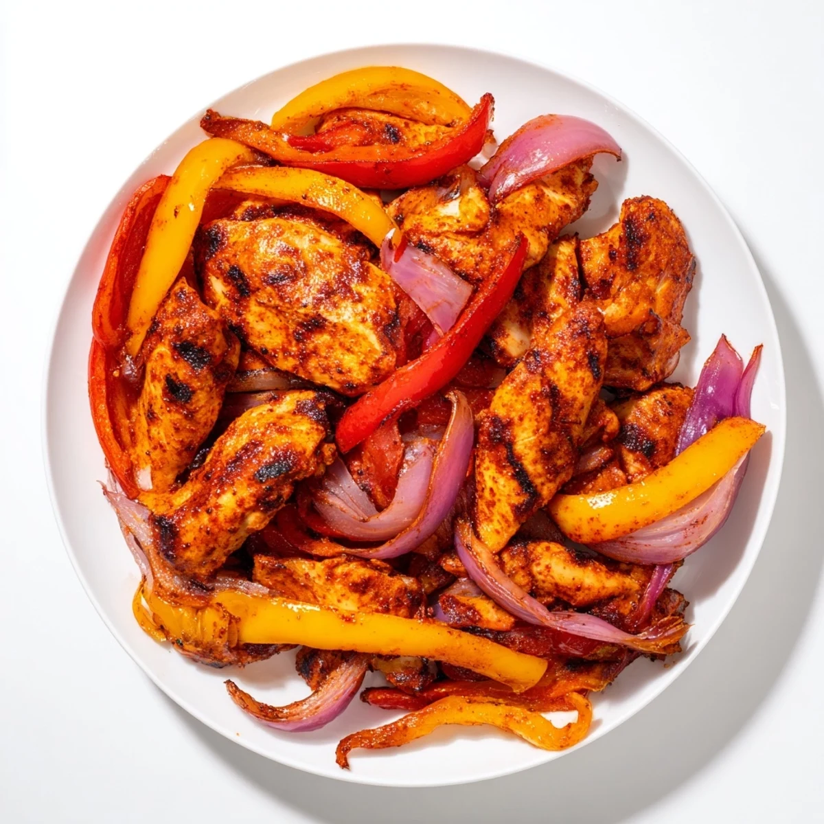 Vibrant image of sheet-pan chicken fajitas, served with lime wedges, ready for taco night enjoyment.