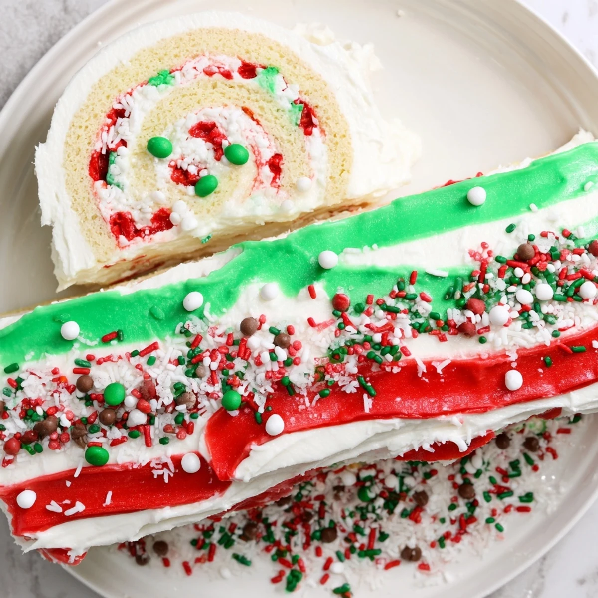This sweet, homemade Ugly Sweater Cake Roll features a whimsical holiday design, perfect for any party.