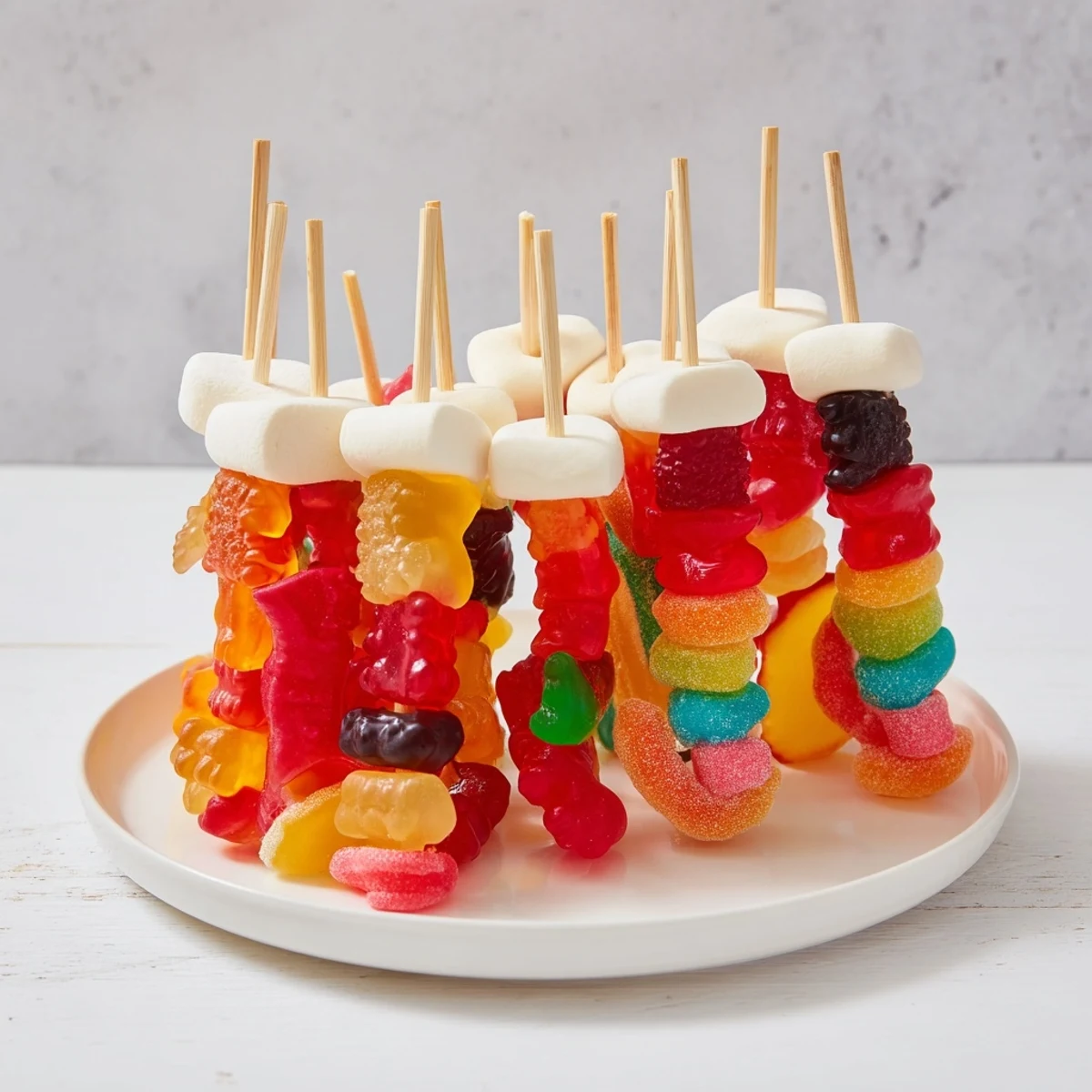 Vibrant and fun Gummy Candy Kabobs made with an assortment of fruity, wiggly gummy candies.