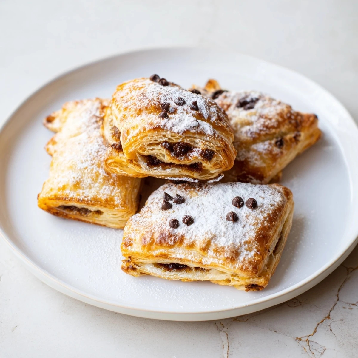 Golden-brown Sleeping Gingerbread Puff Pastry Pockets, perfectly baked and ready to enjoy with a dusting of sugar.