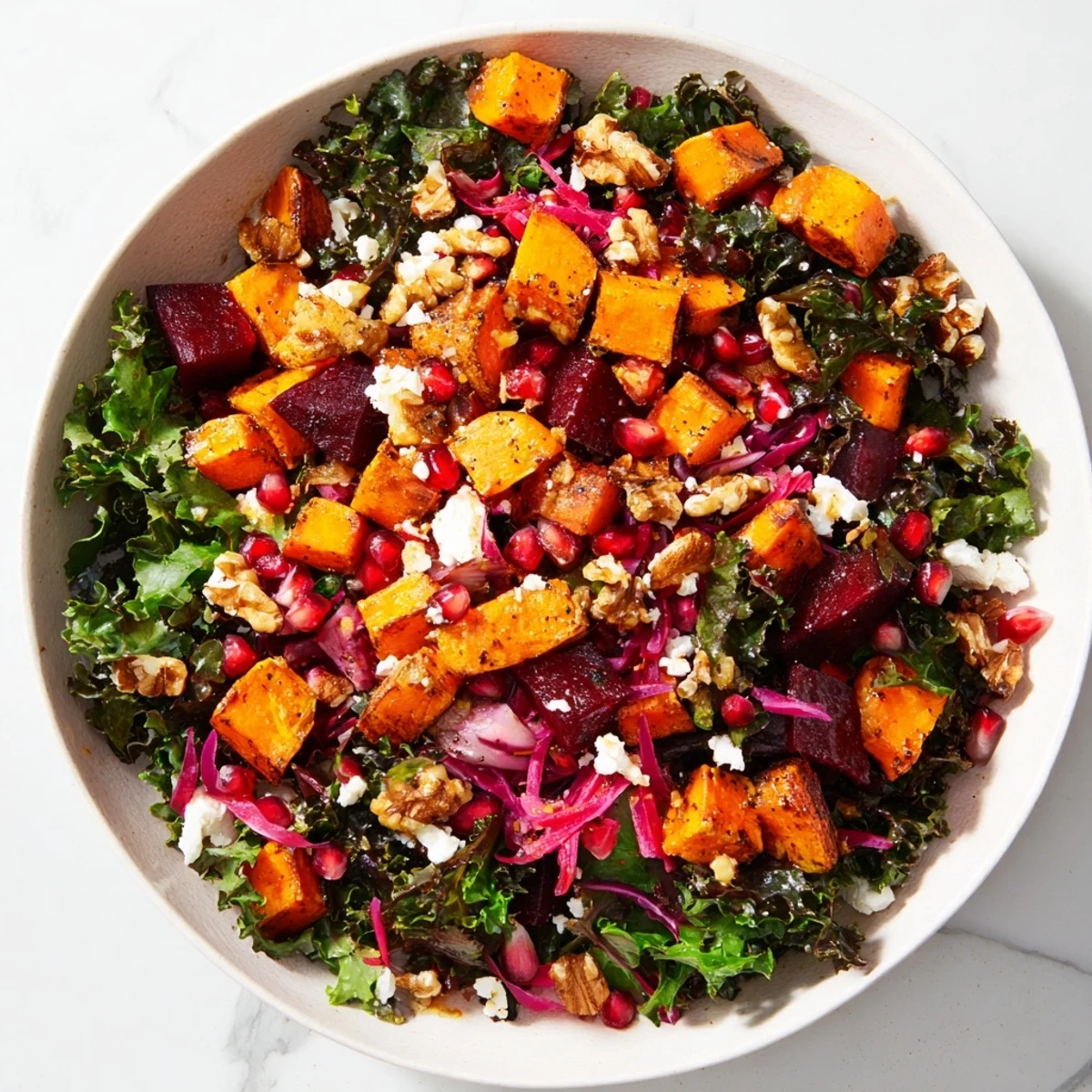 Fresh, colorful Hot Girl Winter Salad, drizzled with zesty orange-lemon dressing, ready to enjoy.