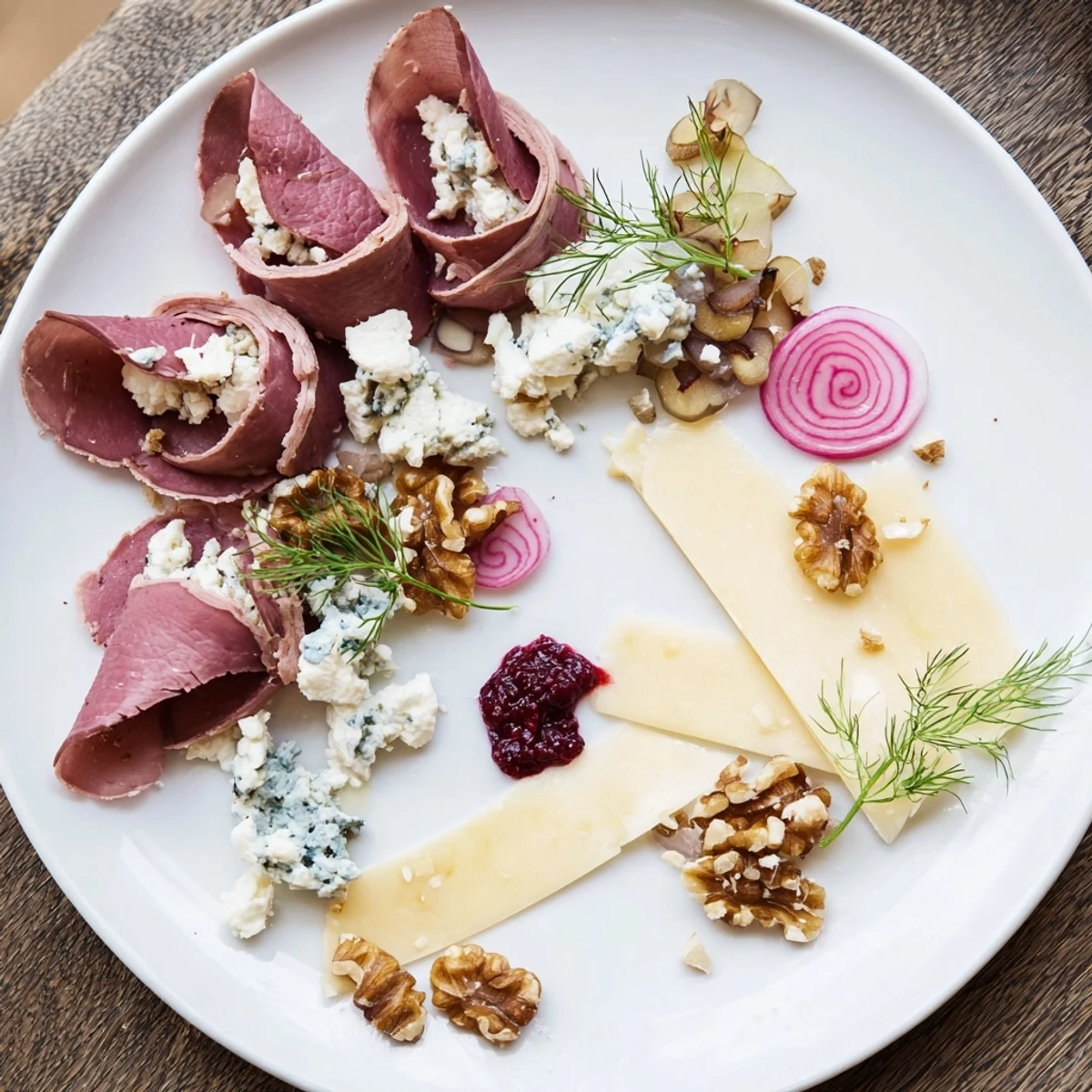Reindeer Charcuterie Platter overflowing with smoked meats, cheeses, and lingonberry jam, a festive appetizer.