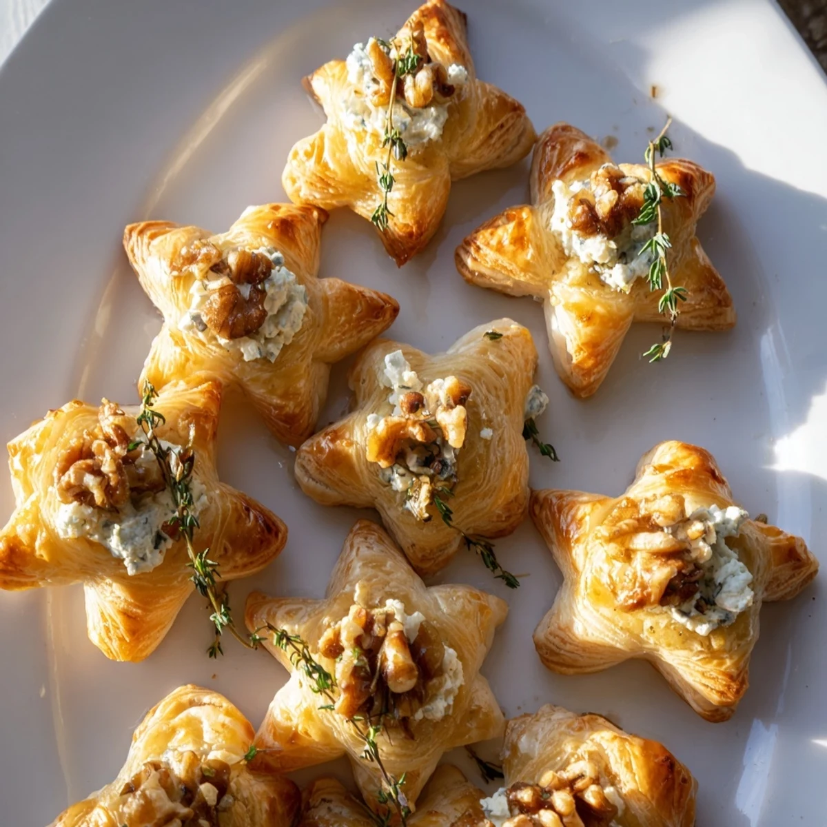 A close-up image shows a platter of elegant Starry Night New Years Appetizers, perfect for entertaining guests this holiday.