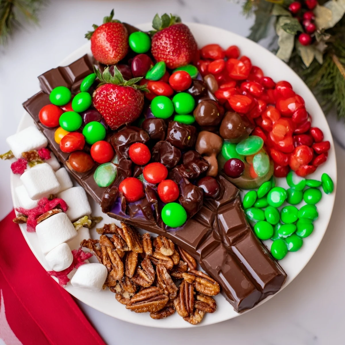 A delightful Cozy Mitten Dessert Board boasts a festive array of sweet treats perfect for sharing and enjoying.