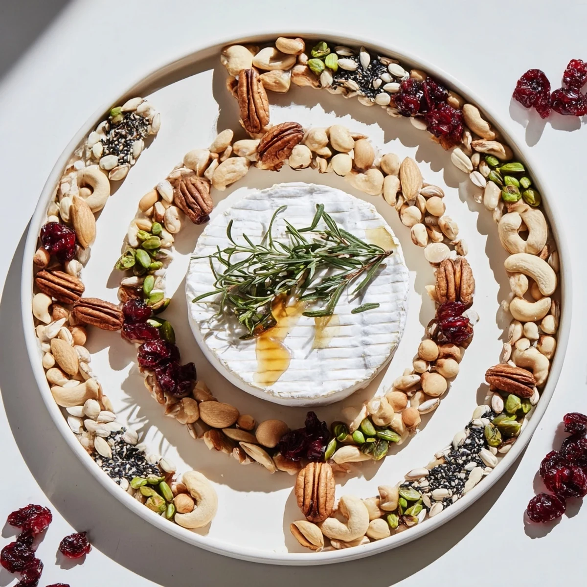 Explore your way to delicious cheese within this The Labyrinth grazing board of mixed nuts and seeds.