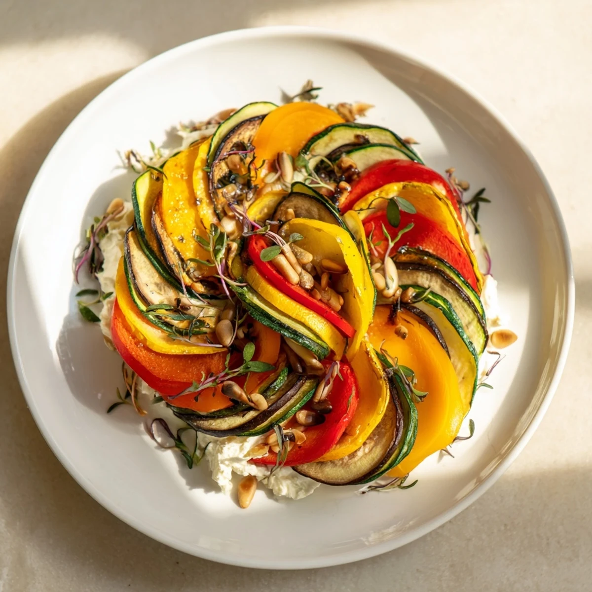 Get inspired by The Snail Shell Spiral, showcasing a visual spiral masterpiece made with fresh, colorful vegetables.