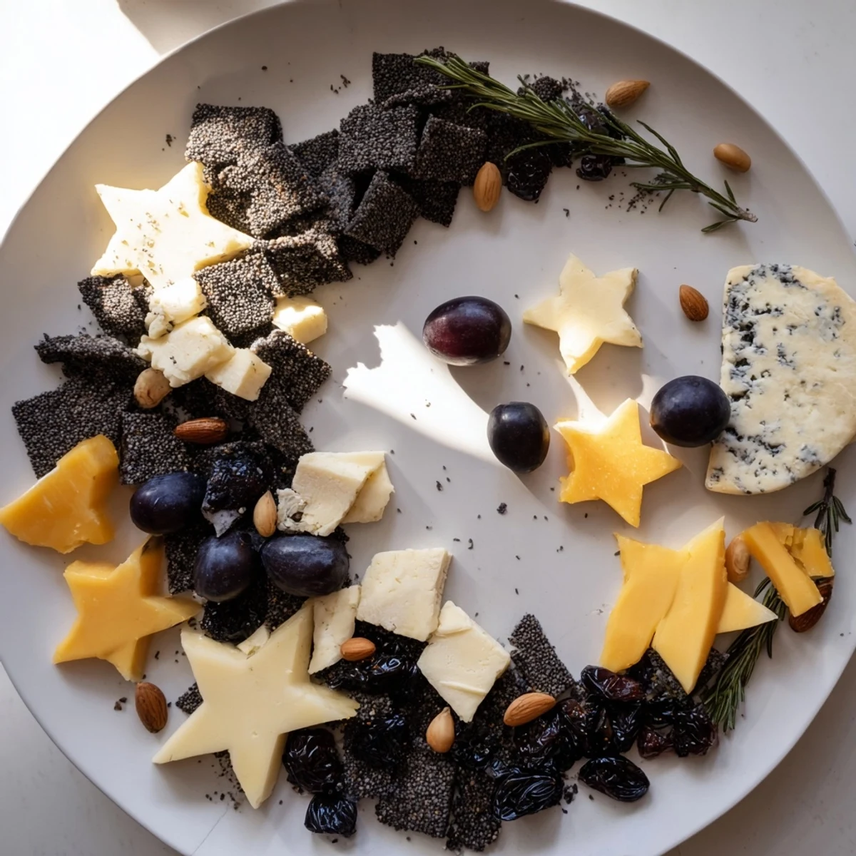 Get ready for an easy Crescent Moon & Stars Cheese Board, perfect for your next party appetizer.