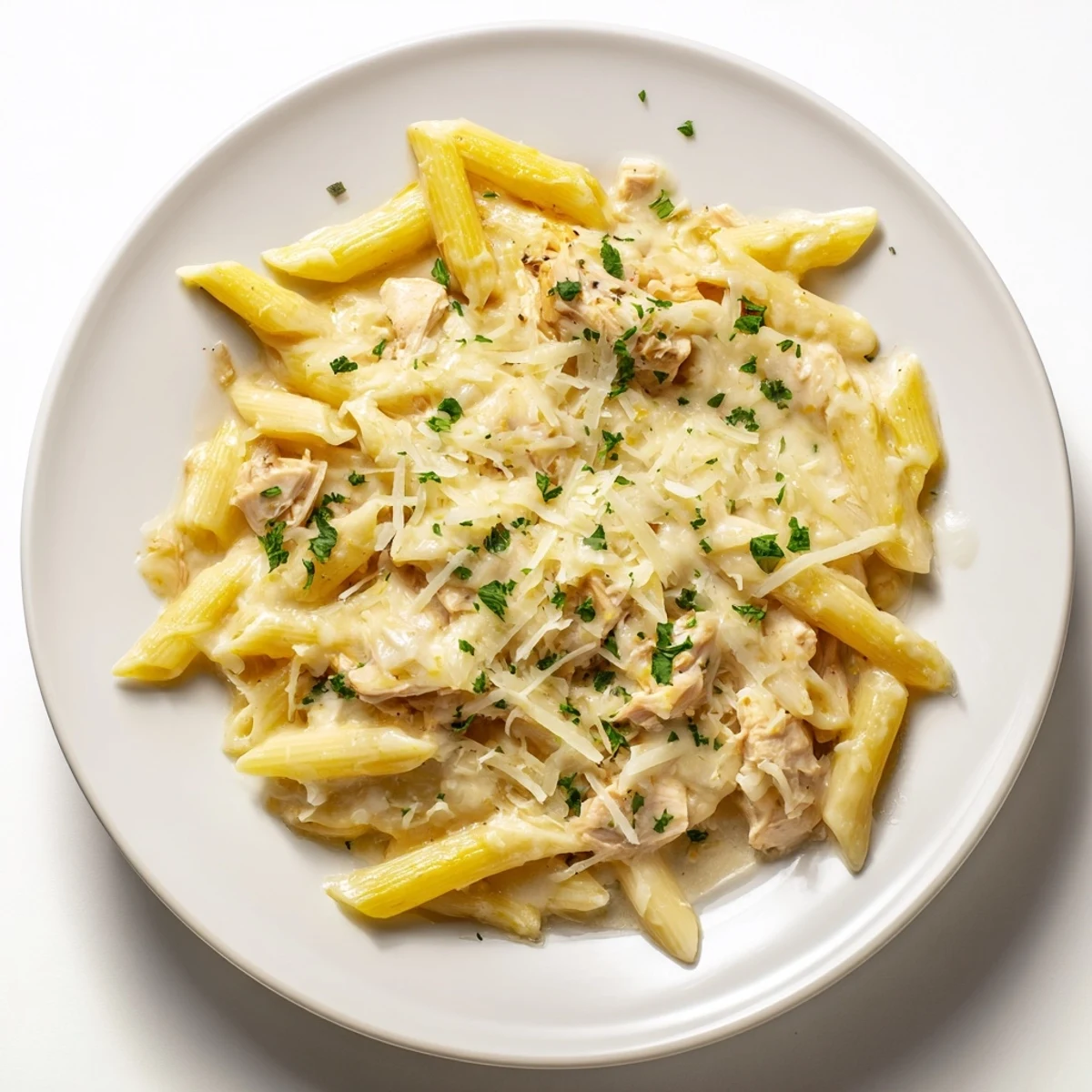 Creamy, cheesy, and utterly delicious Tinis Creamy Chicken Pasta: a comforting American-Italian meal.