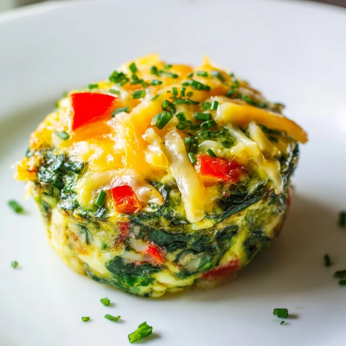 Fluffy mini crustless quiches, bursting with spinach, cheese and herbs, ready to serve for brunch.