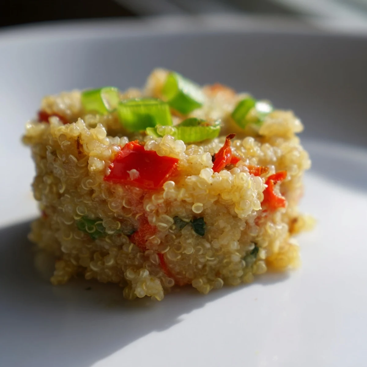 Freshly baked cheddar quinoa bites with vibrant vegetables, perfect as a healthy appetizer.