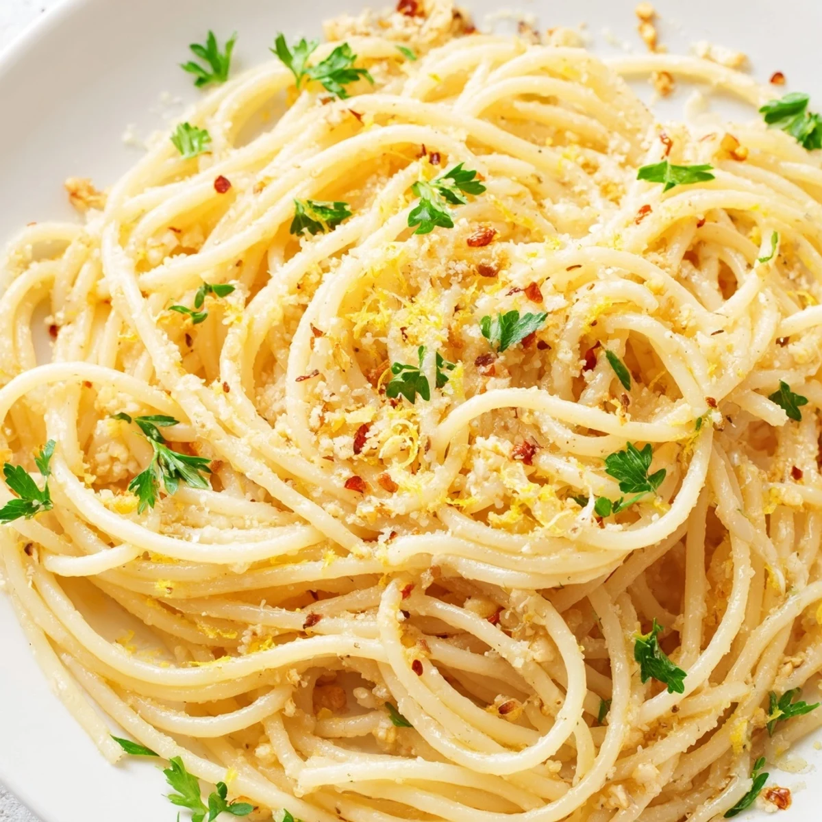 Steaming bowl of Garlic Butter Noodles, perfectly coated in glistening garlic butter sauce, ready to serve.