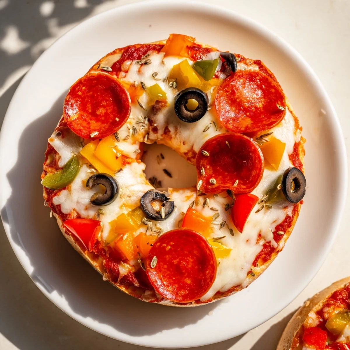 Golden, bubbly mini bagel pizzas, a quick air fryer snack bursting with cheesy goodness.