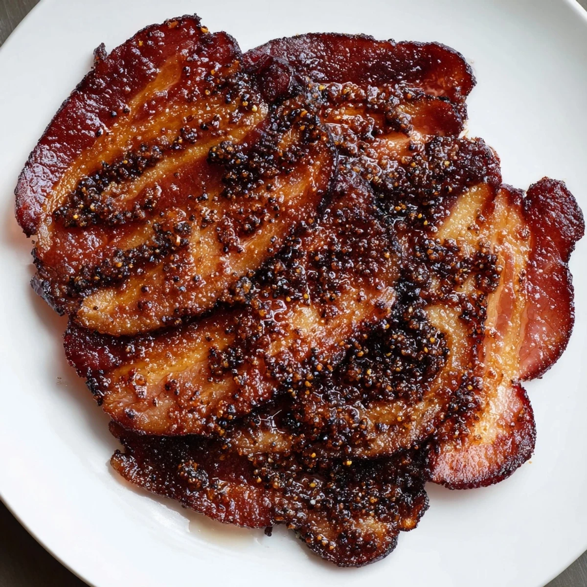 Snoop Dogg Billionaire Bacon displays thick, glistening bacon with a sweet, spicy crust, perfect for brunch.