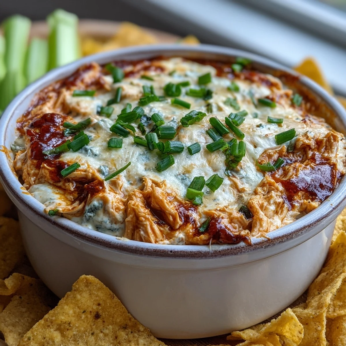 Cheesy Crock Pot Buffalo Chicken Dip in a slow cooker, blended with ranch and cheddar, perfect for party snacking.