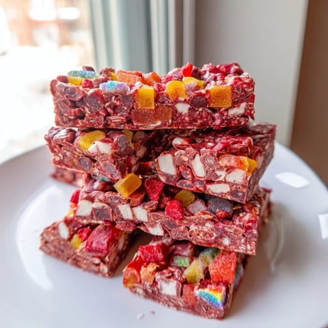 Colorful DIY snack bars topped with chewy homemade gummies and vibrant freeze-dried candy.  