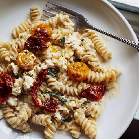 Baked Feta Pasta Caramelised Onions