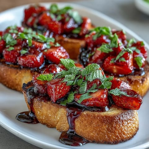 Fresh Strawberry Bruschetta Mint