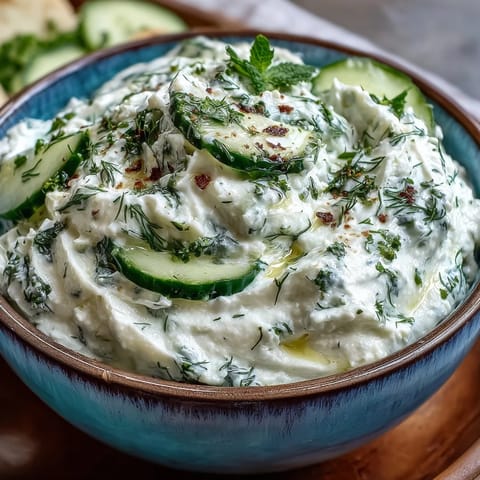 Vibrant Greek Skyr Tzatziki, a cool cucumber-garlic dip ready in minutes.