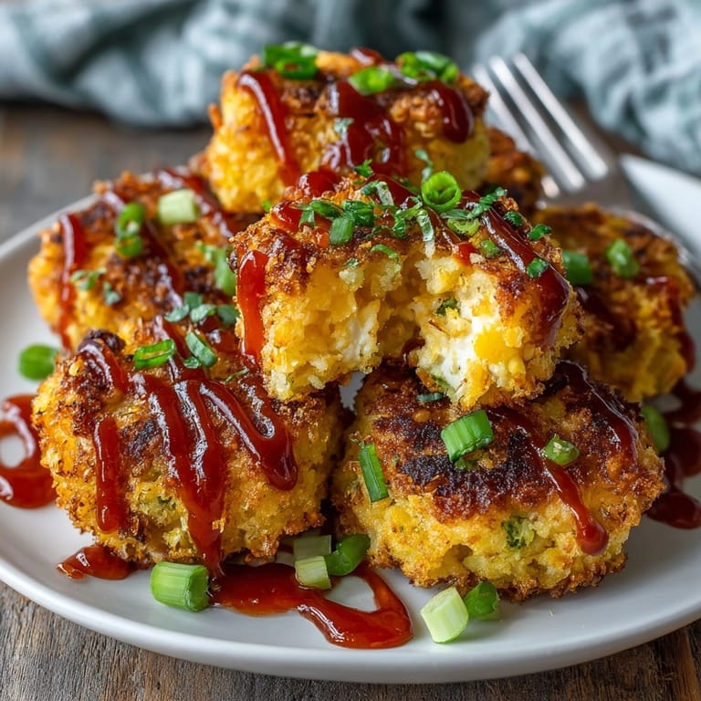 Homemade Buffalo Cauliflower Tater Tots, baked until tender, with a spicy buffalo kick.