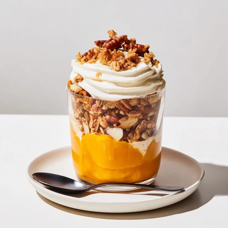 Festive vegan sweet potato dessert cups adorned with rich coconut whipped cream swirls.