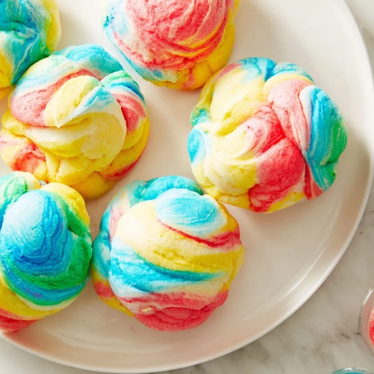 Rainbow cloud bread, baked to perfection, creates a delightful and airy experience.