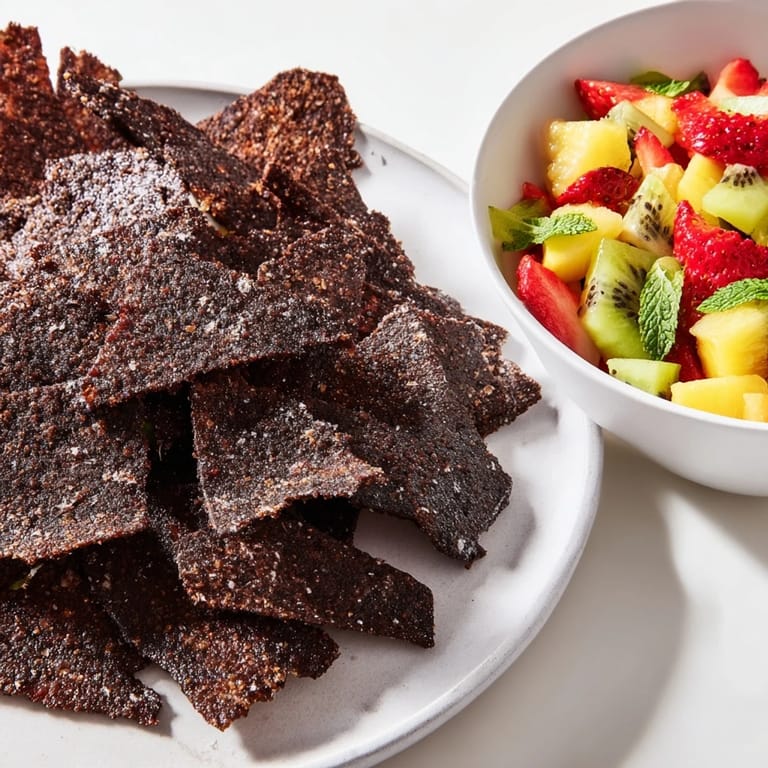 Indulge in dessert chips & salsa with vibrant fruit and homemade chocolate crispiness.