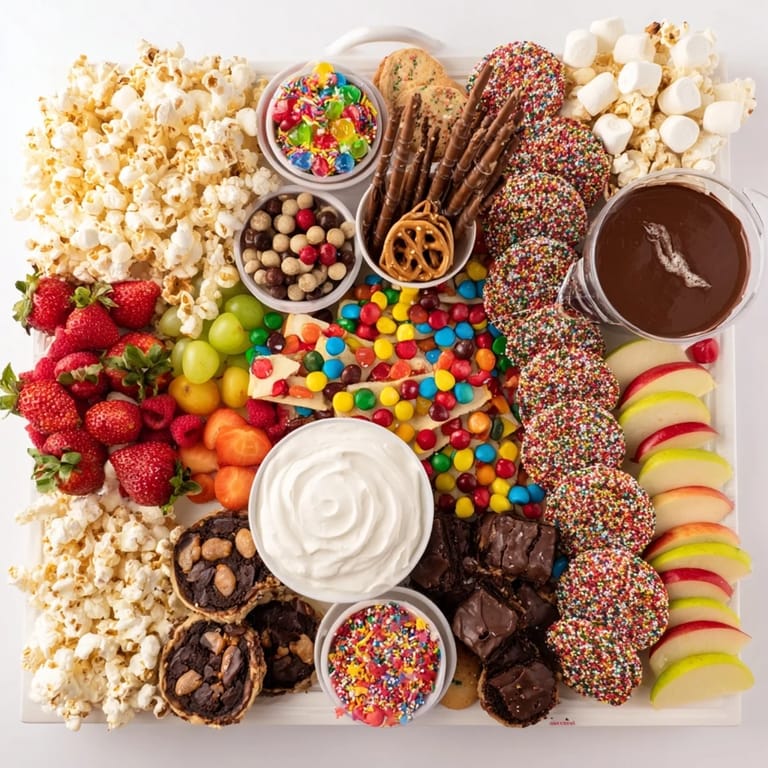 Colorful dessert boards with themed snacks create a fun sharing experience for gatherings.  