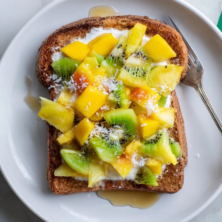 Vibrant Yogurt-Custard Toast 2.0 ready for a delightful breakfast or brunch treat.  