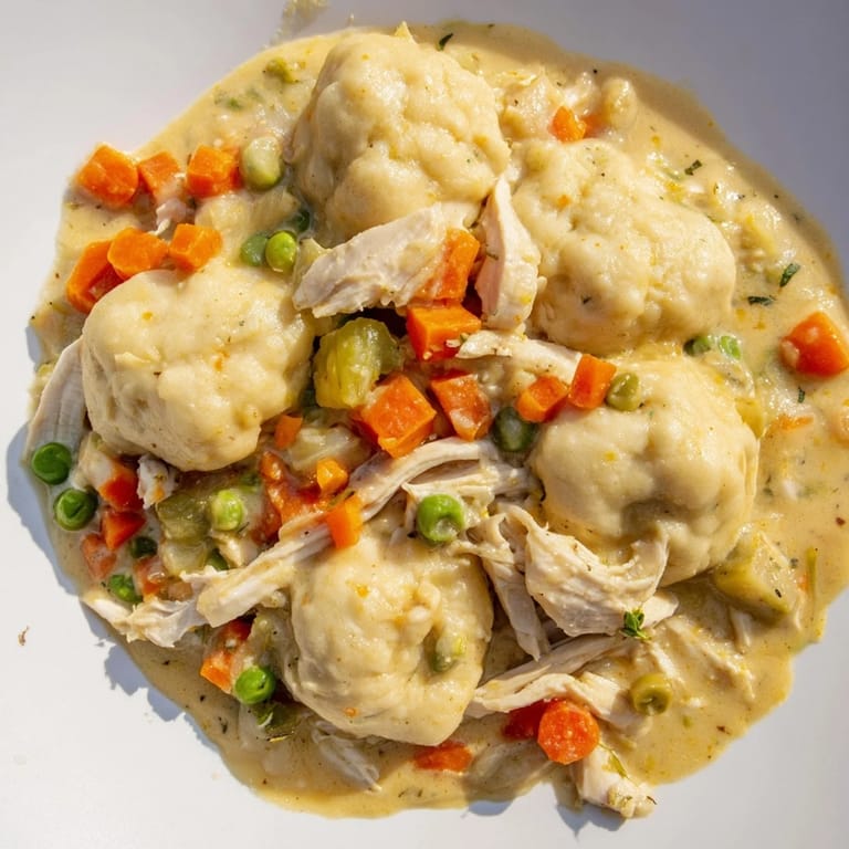 Enjoy a spoonful of home-baked Chicken and Dumplings Casserole, a classic American family meal made easy.