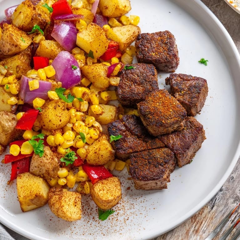 Golden potatoes and seasoned steak mingle in this delicious Southwest Steak & Potato Skillet, ready in under an hour.