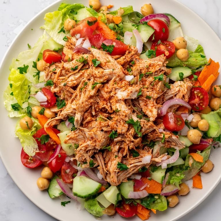 Enjoy a wholesome serving of chicken salad, a delightful mix of savory chicken and crisp, fresh produce.