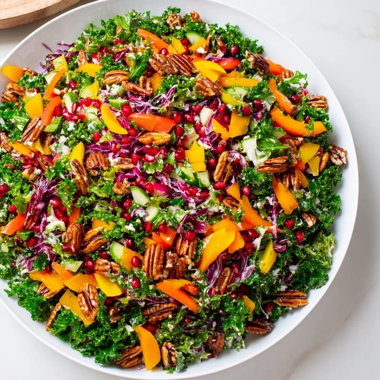 Close-up of a colorful chopped Christmas tree salad, showcasing fresh greens and crumbled feta cheese.