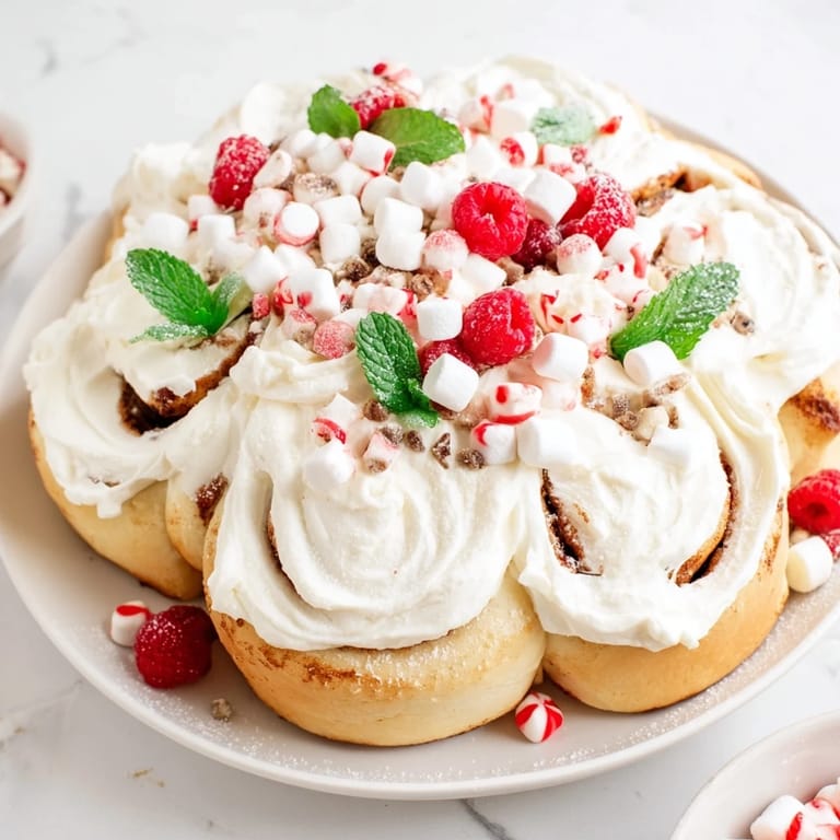 Imagine a beautiful North Pole Cinnamon Roll Board: warm, sweet rolls with creamy frosting and colorful treats.