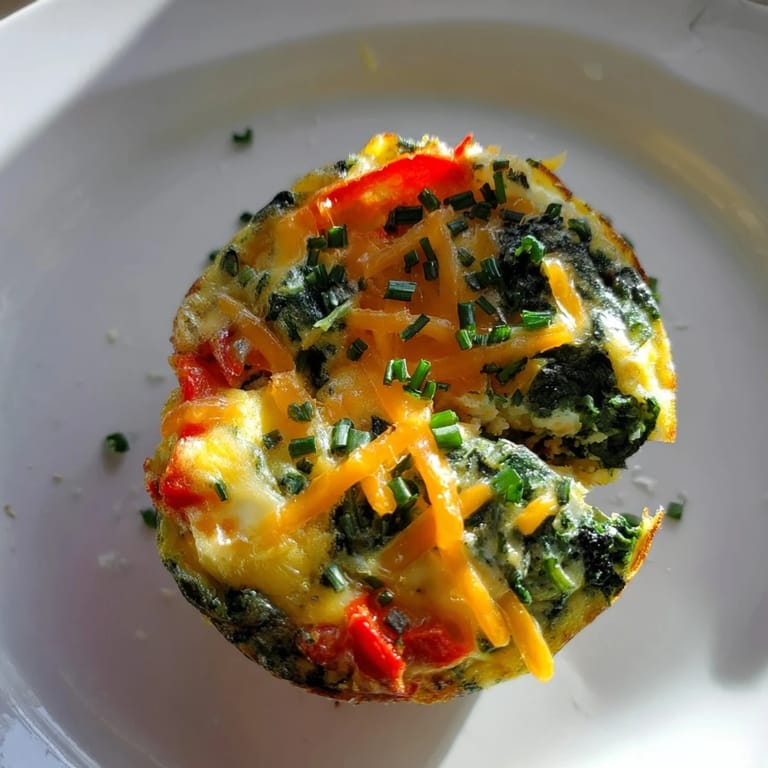 Golden-baked mini crustless quiches, a healthy breakfast featuring spinach and savory cheese filling.
